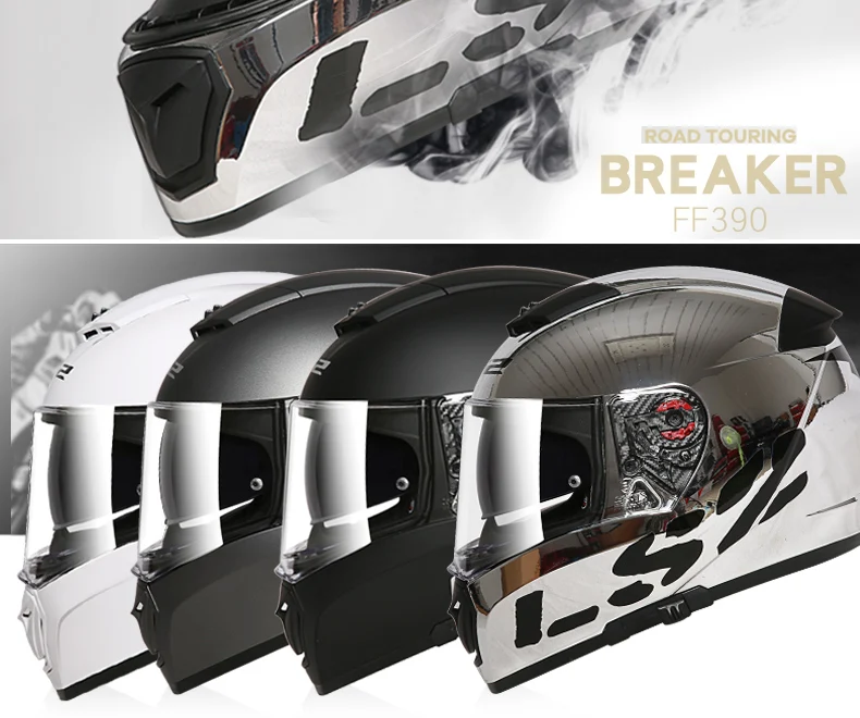 LS2 Breaker Chrome-plated helmet Ninja Full Face Motocycle helmet UV Resistant Fog-Free System helmet made of KPA