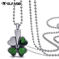 womens girls stainless steel pendant necklace clover flower cremation keepsake memorial urn chain jewelry up033