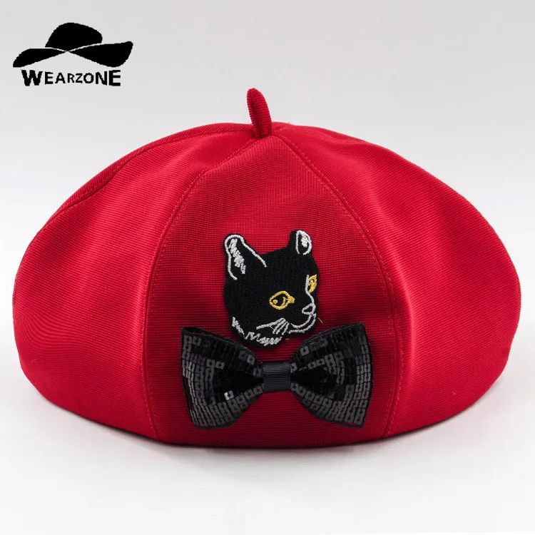 Новинка 2016 женские брендовые Зимние береты Шапки элегантный берет с вышитым