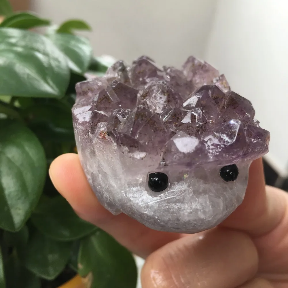 

Natural amethyst animal crystal hedgehog home decor