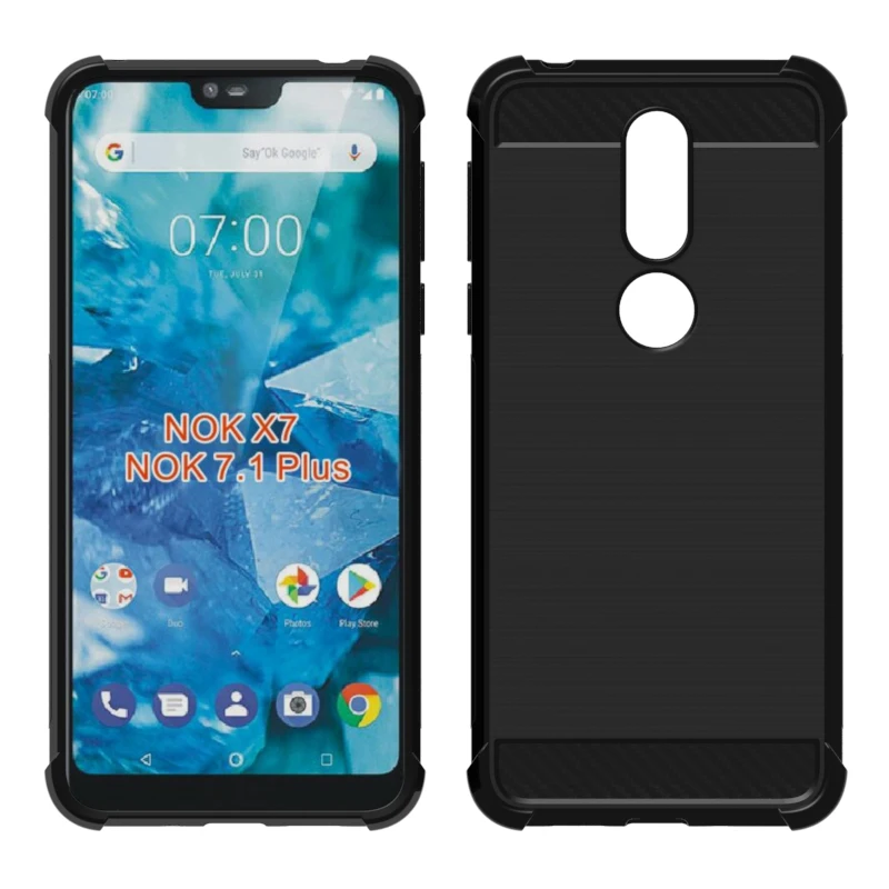 Бренд gligle углеродное волокно противоударный мягкий чехол из ТПУ для Nokia 7 1 Plus (для