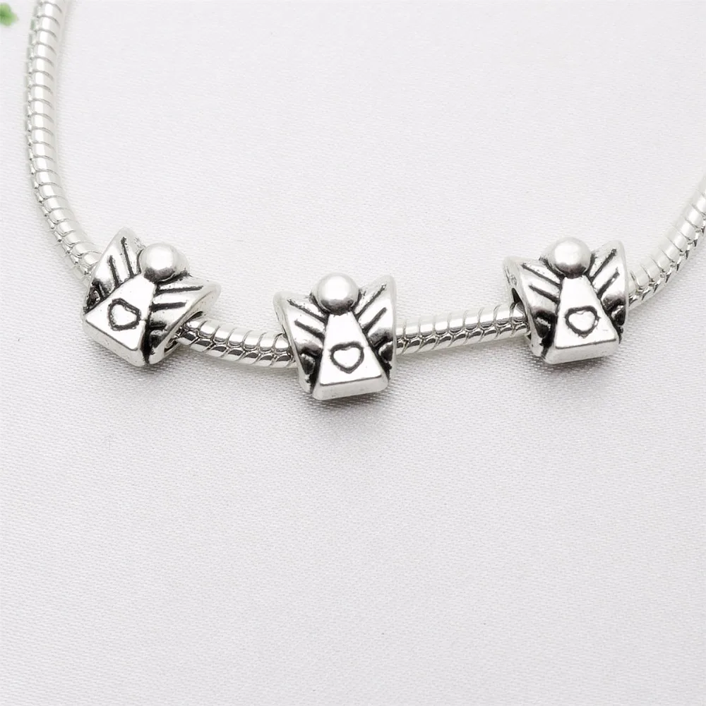 Винтажные серебряные бусины в форме ангела подходят для Pandora Charms DIY европейские