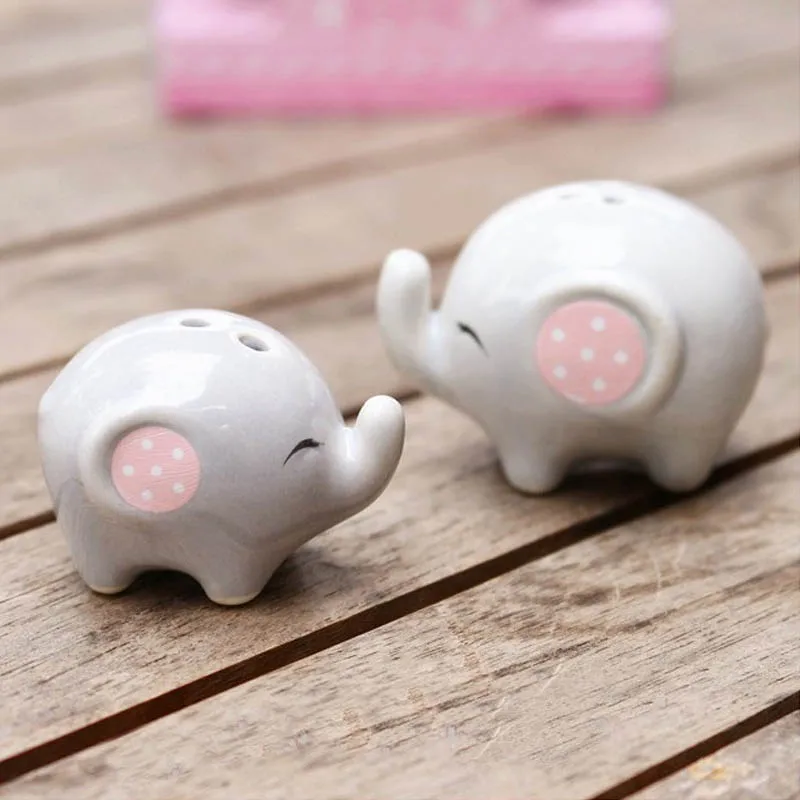 100 шт. = 50 компл./лот Baby Shower Mommy And Me Little Peanut Elephant Ceramic шейкер для соли и перца