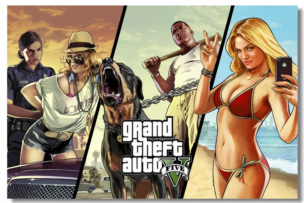 Холст для картины на индивидуальный заказ стеновое искусство Grand Theft Авто V стикер