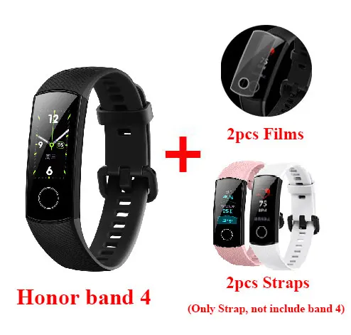 Смарт-браслет HUAWEI HONOR Band 4 в реальном времени, точный мониторинг сердечного ритма, 50 м, водонепроницаемый, часы - Цвет: Black Add PinkWhite