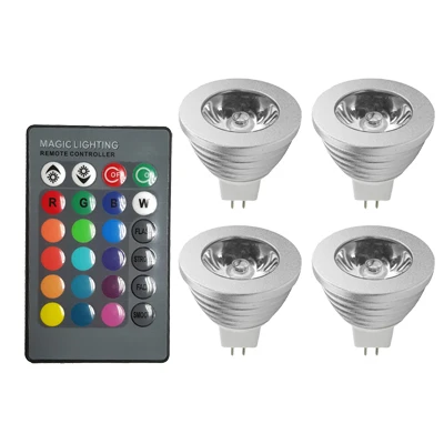 Красный 4X MR16 светодиодный RGB лампа AC/DC 12 В 5 Вт Точечный светильник с регулируемой яркостью волшебный праздник RGB светильник ing+ ИК пульт дистанционного управления 16 цветов - Испускаемый цвет: Красный