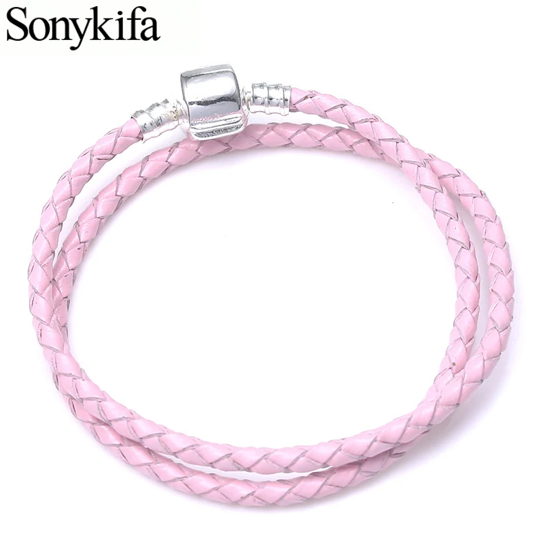 Sonykifa Высокое качество кожаный браслет для женщин подходит DIY тонкий браслет и браслеты модные украшения аксессуары