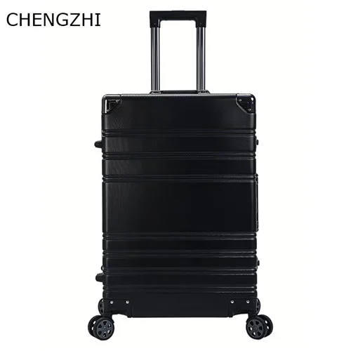 CHENGZHI Роскошные багажные серии 2" 24Inch прокатки багаж Spinner бренд тележки чемодан, дорожная сумка с колесами - Цвет: black