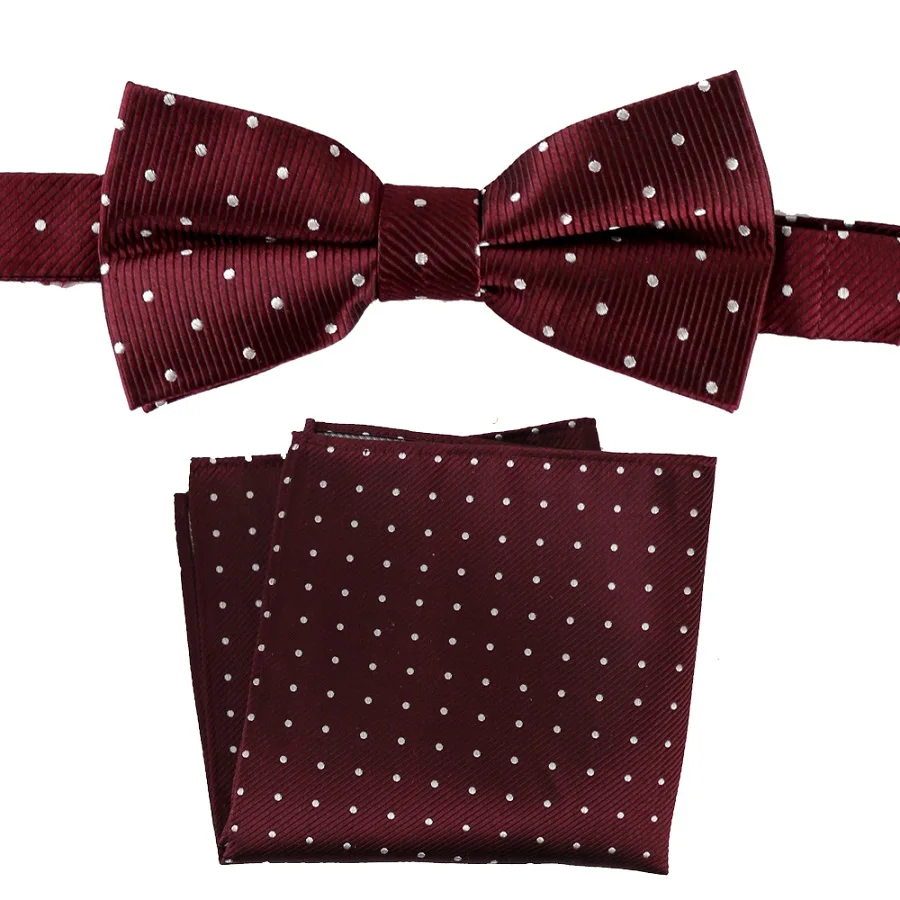 bowtie set BTS-001 Портной Смит галстук-бабочка набор бордовый горошек галстук-бабочка платок Набор чистый натуральный шелк свадебный формальный мужской бабочка Карманный квадратный набор - Цвет: bowtie set BTS-001