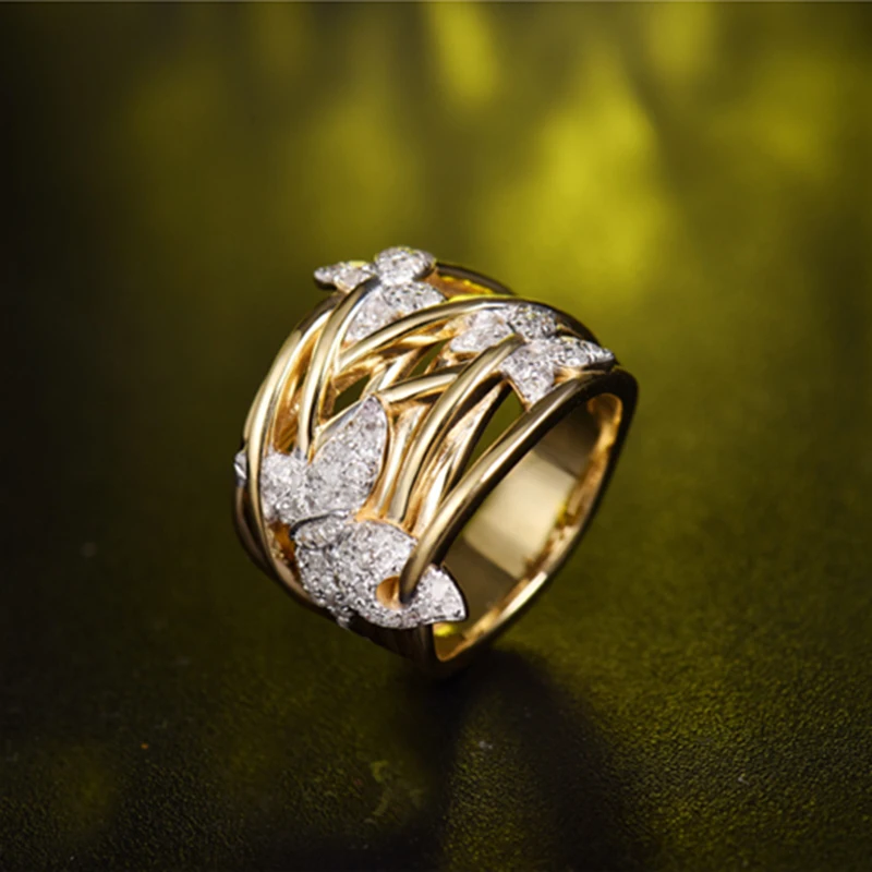 Loverjewelry классическое романтическое обручальное кольцо для помолвки, Настоящее 18 К Золотое кольцо с бриллиантами для женщин, вечерние ювелирные изделия