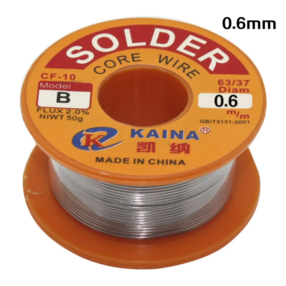 

NEW0.6mm 0.8mm 1.0mm Welding Iron Wire Reel 63/37 Tin Lead Reel Rosin Core Flux Solder Wire 50g for Electrical Soldering Welding