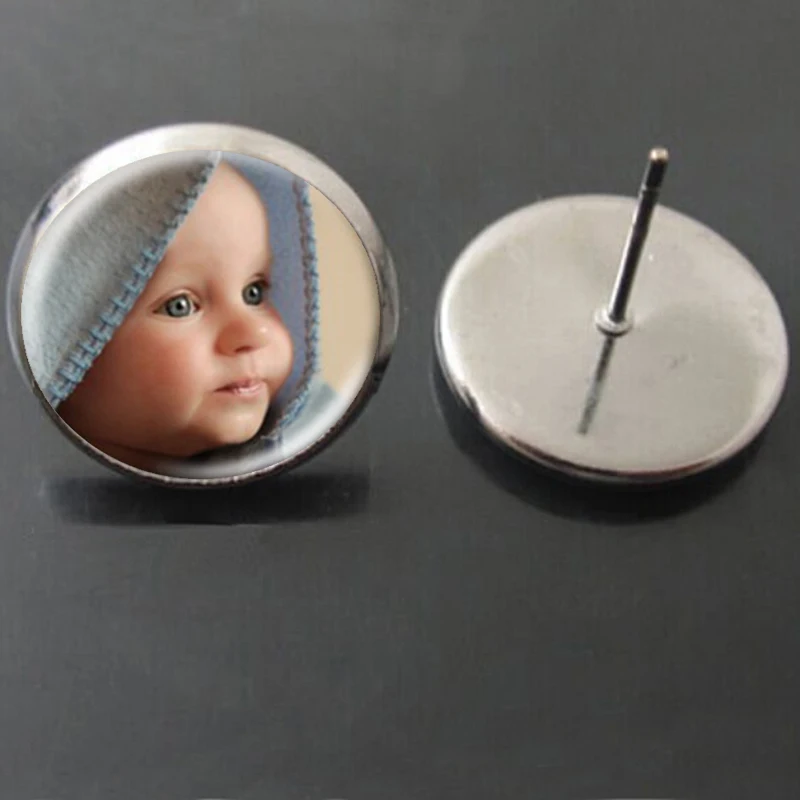 Персонализированные серьги с фотографией на заказ 12 мм круглые стеклянные