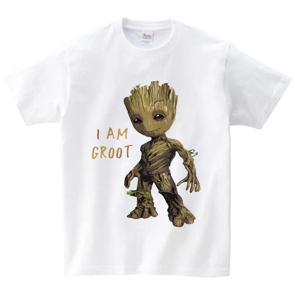 Детская футболка с надписью «Baby I Am Groot» для детей, летние футболки с короткими рукавами, топы, одежда Детские Забавные футболки костюм для От 3 до 9 лет Топ для мальчиков и девочек