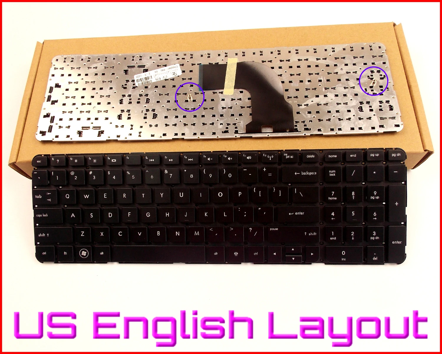

New Keyboard US English Version for HP DV6z-7000 DV6t-7000 DV6-7134NR 684805-171 NSK-CKBBW 9Z.N7YUW.001 Laptop No Frame