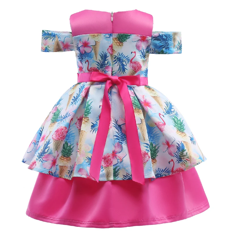 Новинка 2018 платья для девочек с цветами платье принцессы фламинго цветочным