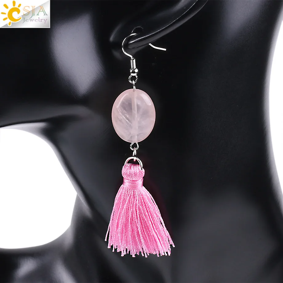 CSJA новые зеленые бахромы кисточки Китайские ветер этнические длинные серьги для