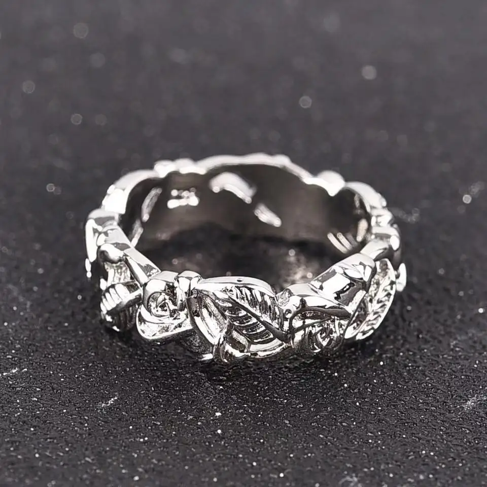 New Fashion Jewelry Rose Flower Leaf Silver Rings for Women Wedding Engagement Vintage Gifts | Украшения и аксессуары