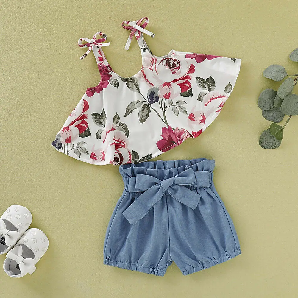 Комплект детской одежды из 2 предметов для маленьких девочек От 1 до 4 лет топы без