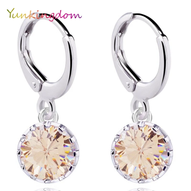 Yunkingdom элегантные круглые маленькие Висячие серьги женские модные с кристаллами