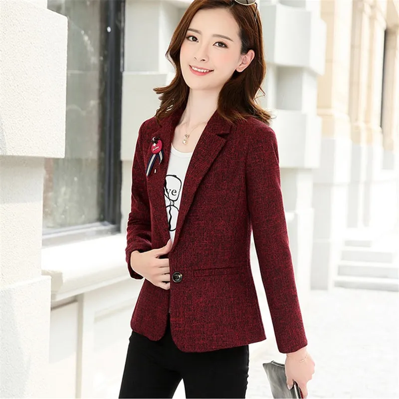 Весна 2018 женский маленький Блейзер короткая куртка Модная приталенная Женская в