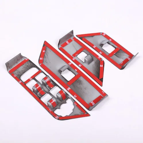

4pcs Dark wood grain lnterior Window lift Switch Button Frame Cover Trim Stickers For Land Rover Range Rover Evoque For LHD