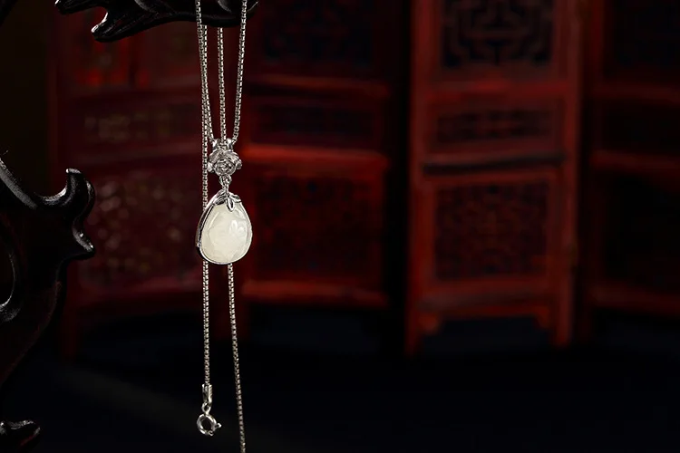 

KJJEAXCMY Fine jewelry S990, peony, peony flower, safety buckle, tassel, pure silver, antique national style sw