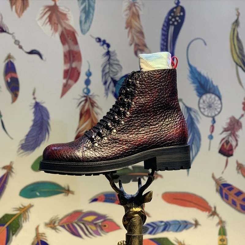 

2019 Classic Lace Up Ankle Boots Men Genuine Cow Leather British Platform Botas Luxury Top Quality Office Business Shoes