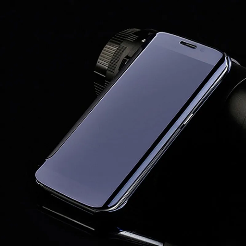 Умный роскошный флип чехол для Samsung Galaxy S6 S7 Edge S8 S9 S10 Plus Note 8 9 10 кожаный зеркальный