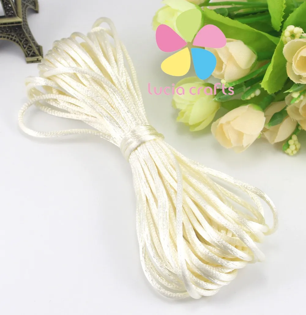 Color 13 ivory Lucia crafts 10 лет/Лот, 2 мм, мягкий сатиновый шнур, шелковый шнур макраме, нейлоновая веревка, аксессуары для рукоделия, W0402 - Цвет: Color 13 ivory
