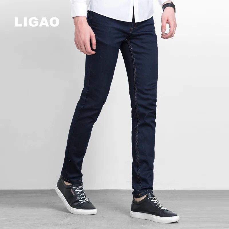 LIGAO Для мужчин джинсы 2018 г. модные зимние теплые флисовые джинсовые утепленные