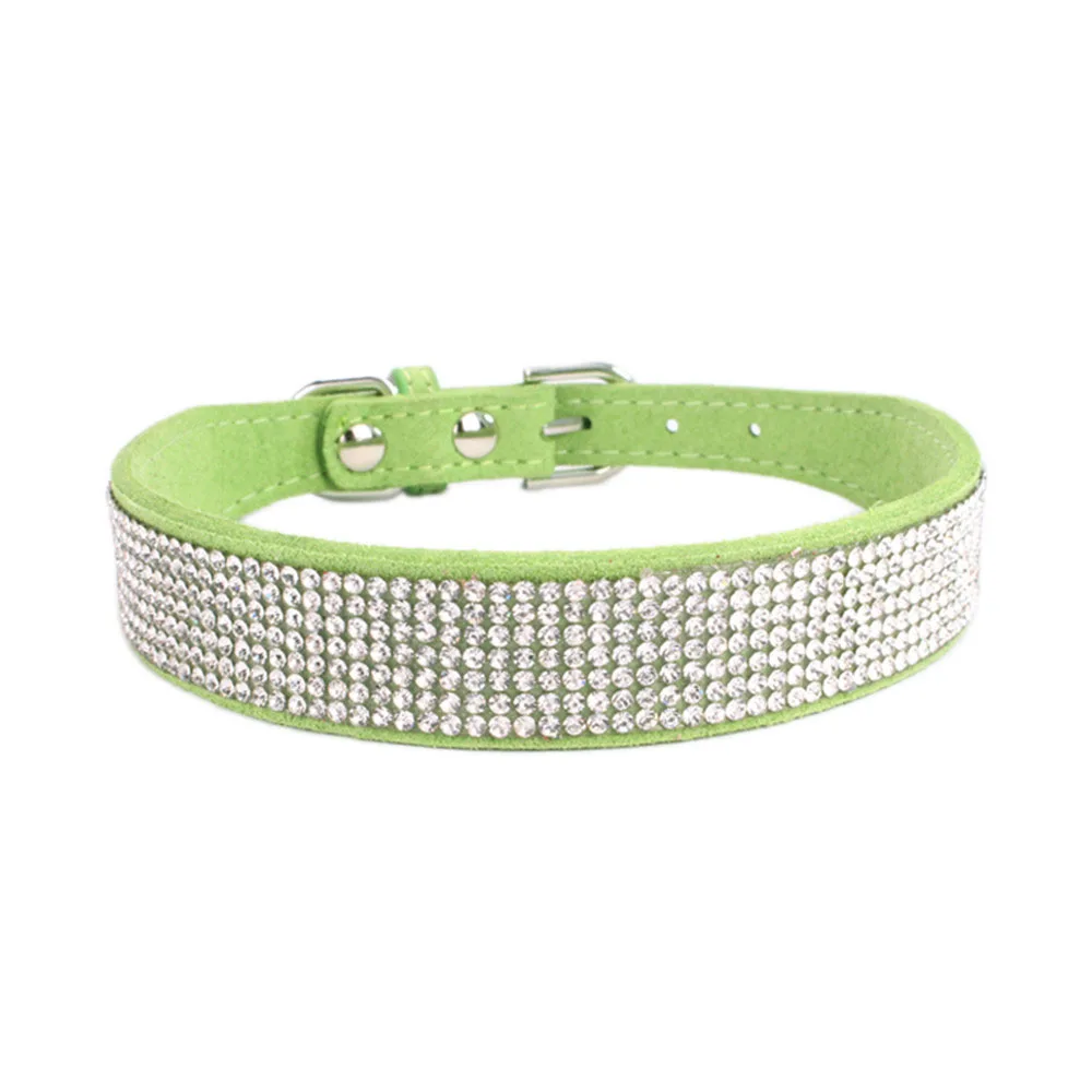 Ошейники для собак мягкий блестящий воротник со стразами из микрофибры