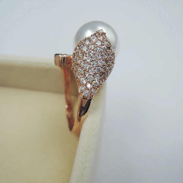 Крупный искусственный жемчуг кольца для девочек медное женское круглое кольцо