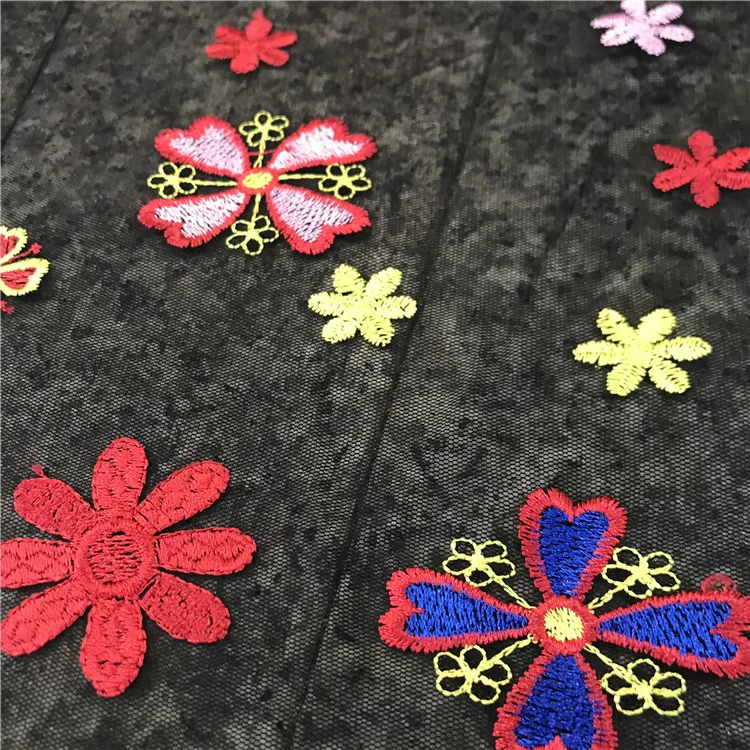 FFLACELL 1 ярд Красочные Цветы Вышивка Марля свадебное платье сетчатая ткань DIY штора