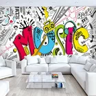 Современные Простые фотообои с музыкальной тематикой индивидуальные Креативные 3D Граффити Настенная роспись KTV бар для детской спальни домашний декор Wal paper