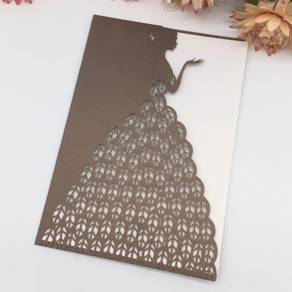 

40pcs/lot Luxury Beautiful Girl Bride Card For Wedding Engagement Invitations Birthday Party Greeting Blessing Valentine Day