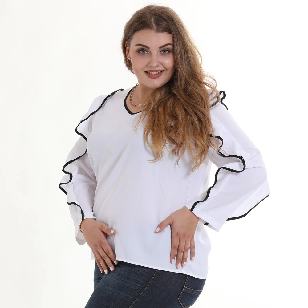 Новое поступление с длинным рукавом кисточкой Винтаж Футболки XXXXL шифоновые