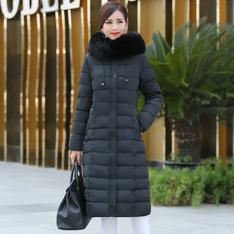 Большой размер 6XL зимняя куртка для женщин среднего возраста пуховое хлопковое