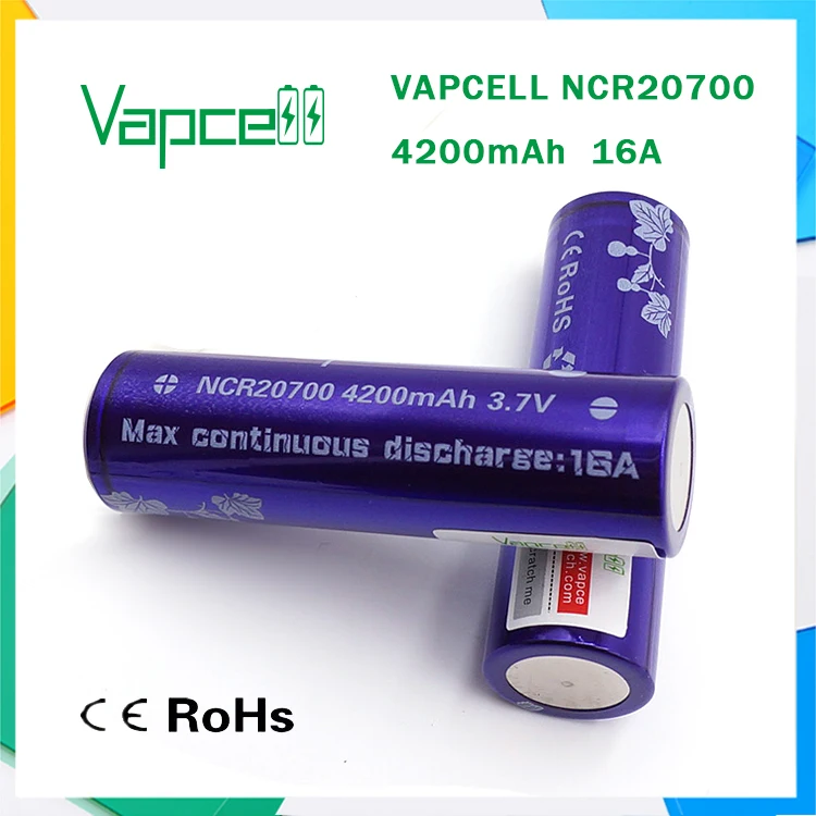 VAPCELL INR20700 2 шт. 4200 мАч 16A литиевая аккумуляторная батарея Электронная дымовая 20700 VS