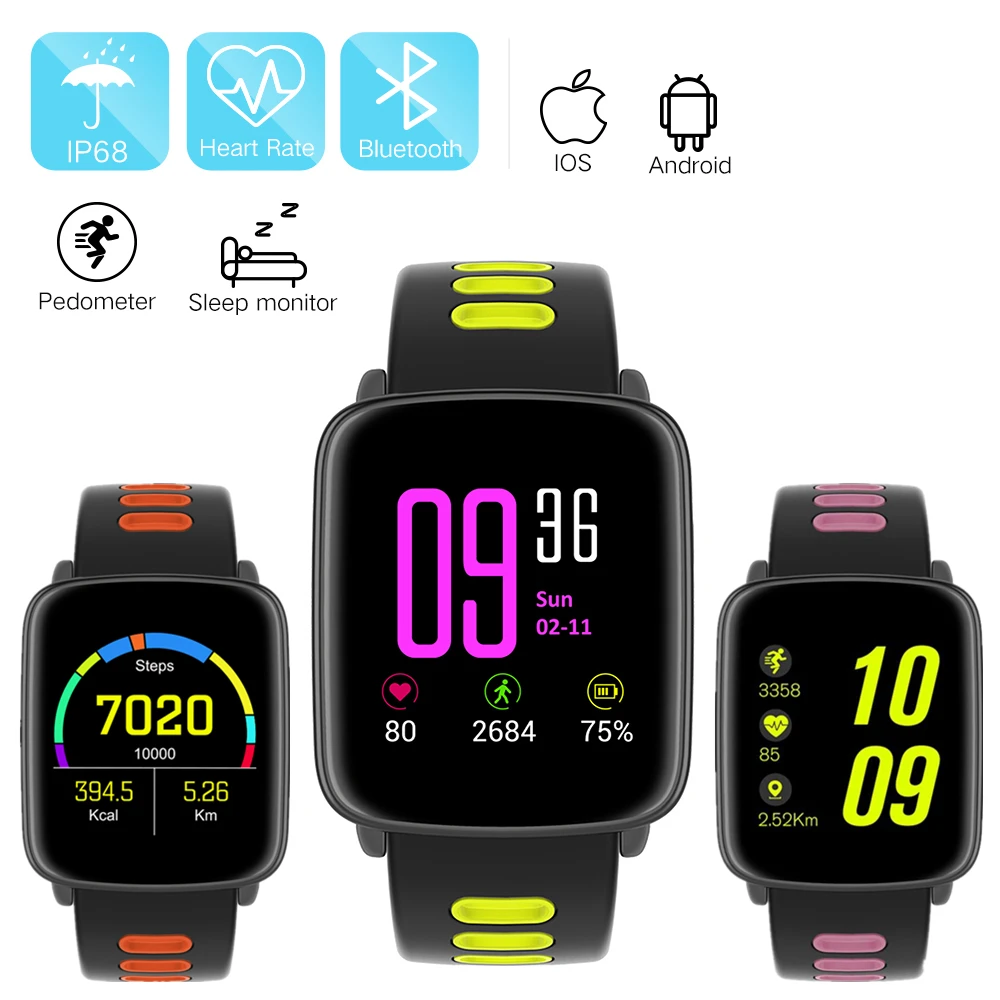 Mindkoo GV68 Смарт часы IP68 Водонепроницаемый Bluetooth SmartWatch монитор сердечного ритма