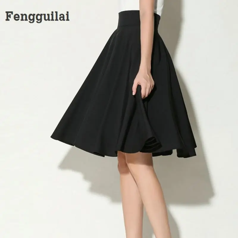 Женская винтажная Юбка До Колена плиссированная трапециевидная юбка с высокой