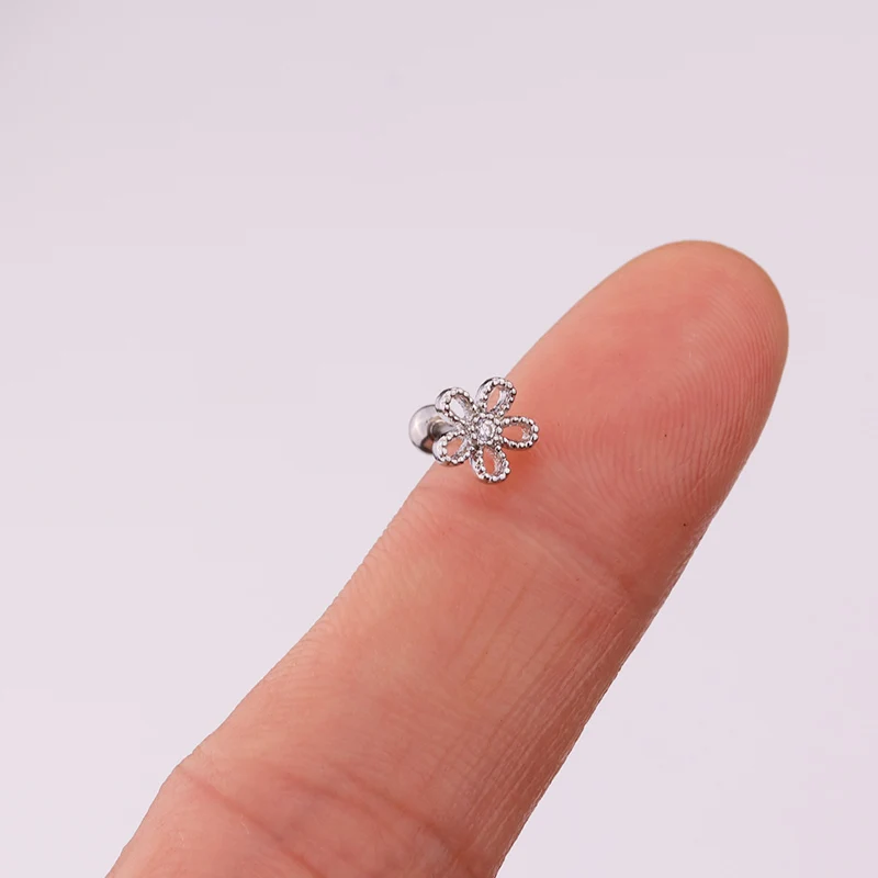 Sellsets 1 шт. красивый цветок выдалбливают крыла треугольник CZ Tragus Daith Helix Rook пирсинг шпильки ювелирные изделия