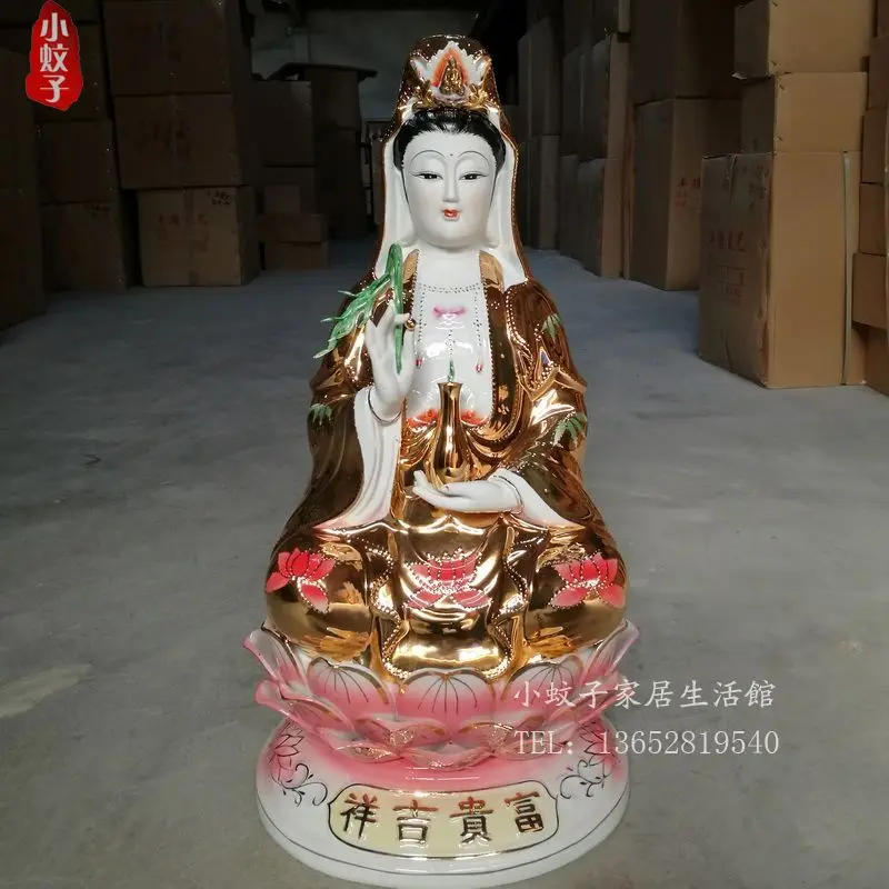 

crafts home decoration accessories decor Shipping ceramic bottle Avalokiteshvara 24-32 inch gilded Buddha statue decoration ligh