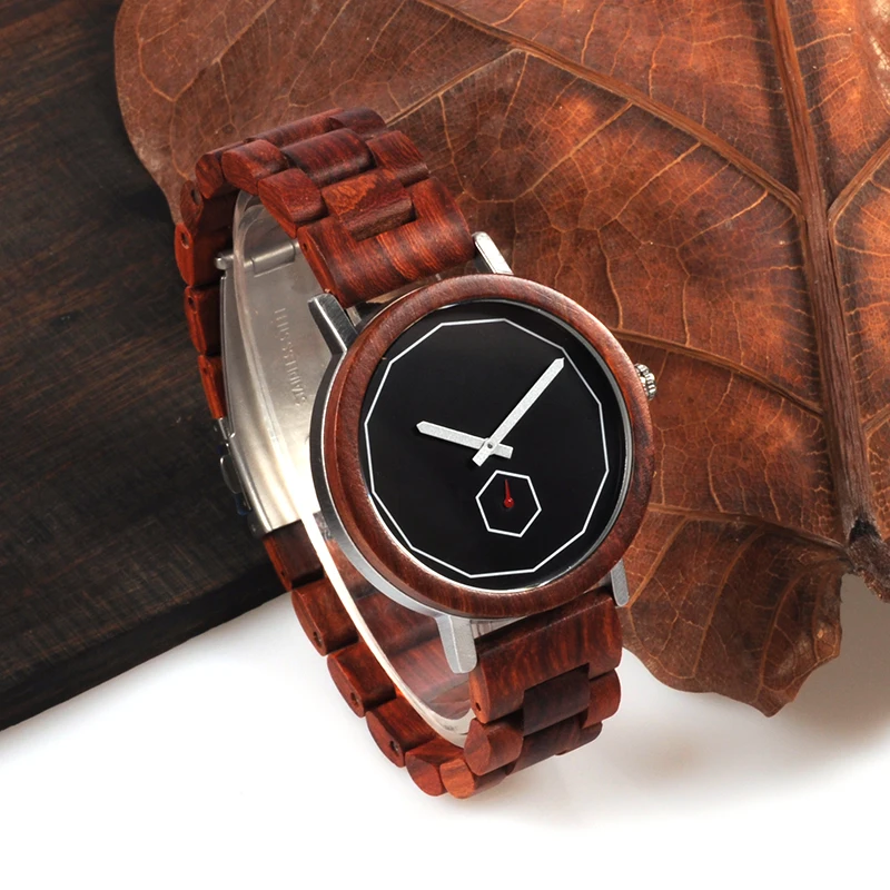 

BOBO BIRD LM29 Luxury Men Red Wooden Watches Ladies Modern Stainless Steel Watch Personalize Drop Shipping in Carton