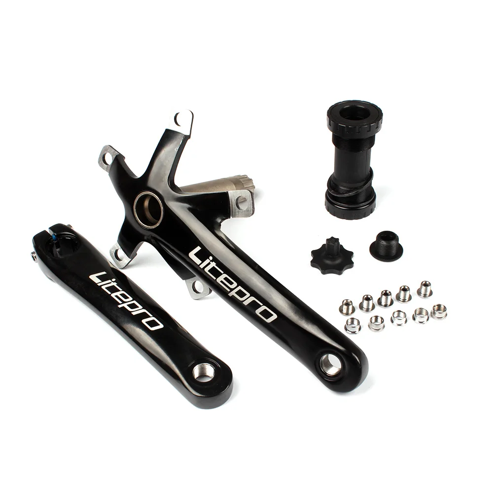 Черный Велосипедный велосипед 170 мм кривошипный складной велосипед Fix gear Crankset велосипед кривошипный рычаг Набор BCD 130 мм 5 квадратный кривошипный набор с нижними кронштейнами - Цвет: Черный