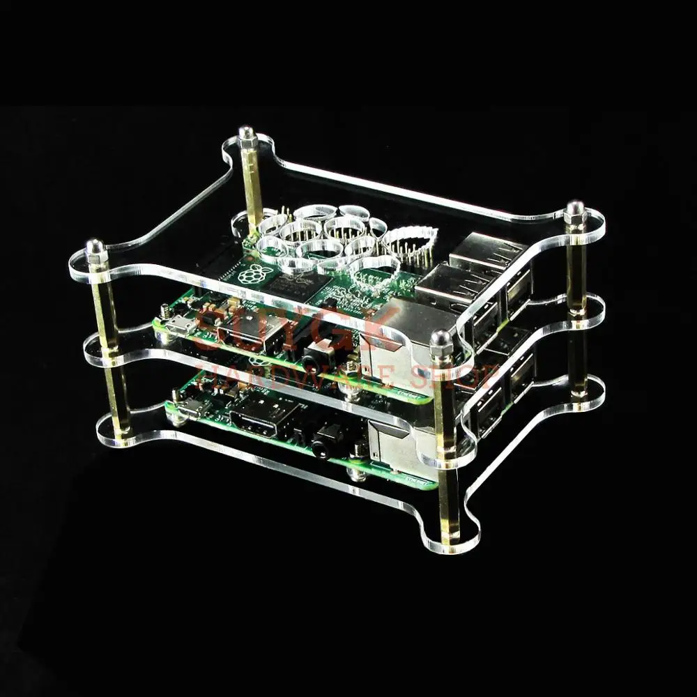 2-слойный Raspberry PI 3 Model B+ Плюс Прозрачный Акриловый чехол Корпус коробка для Raspberry PI 2, PI3 Модель B, PI 3B