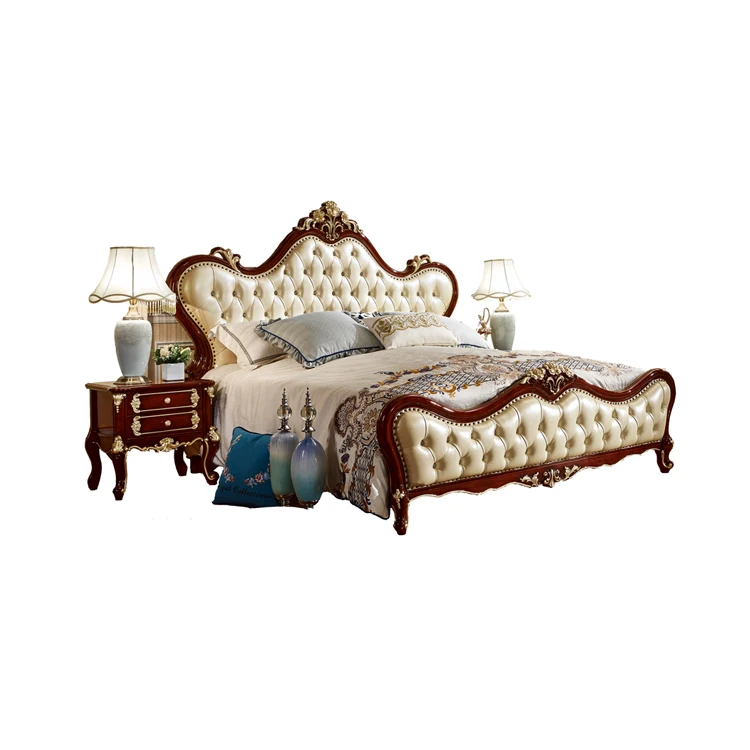 1.8 x 2M Bed Европейские кожаные деревянные конструкции кровать двуспальная кровать модели-6035 - Цвет: 1.8 x 2M Bed