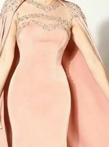 same as picture Mariage/винтажное платье-русалка без рукавов с круглым вырезом и бусинами; дизайнерское вечернее платье с накидкой; платья для матери невесты - Цвет: same as picture