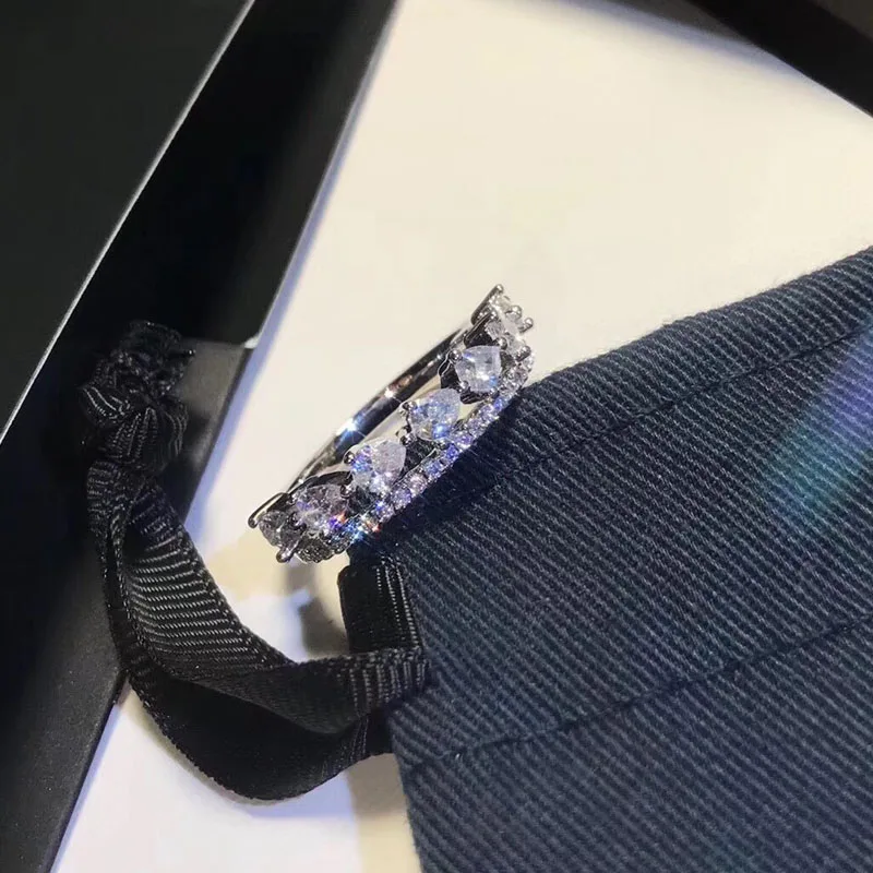 Женское Двухслойное кольцо SLJELY изящные вечерние кольца из стерлингового серебра