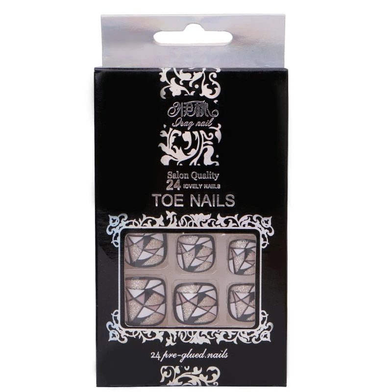 24 шт. черный и белый французский дизайн ногтей накладные ногти Советы Декор