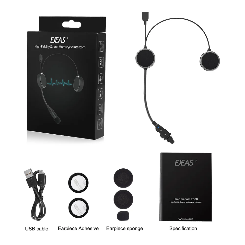 

EJEAS E300 Intercom Moto Helmet Bluetooth Headset Interphone Motorcycle Biker Riding Freedconn Intercomunicadores De Casco Moto